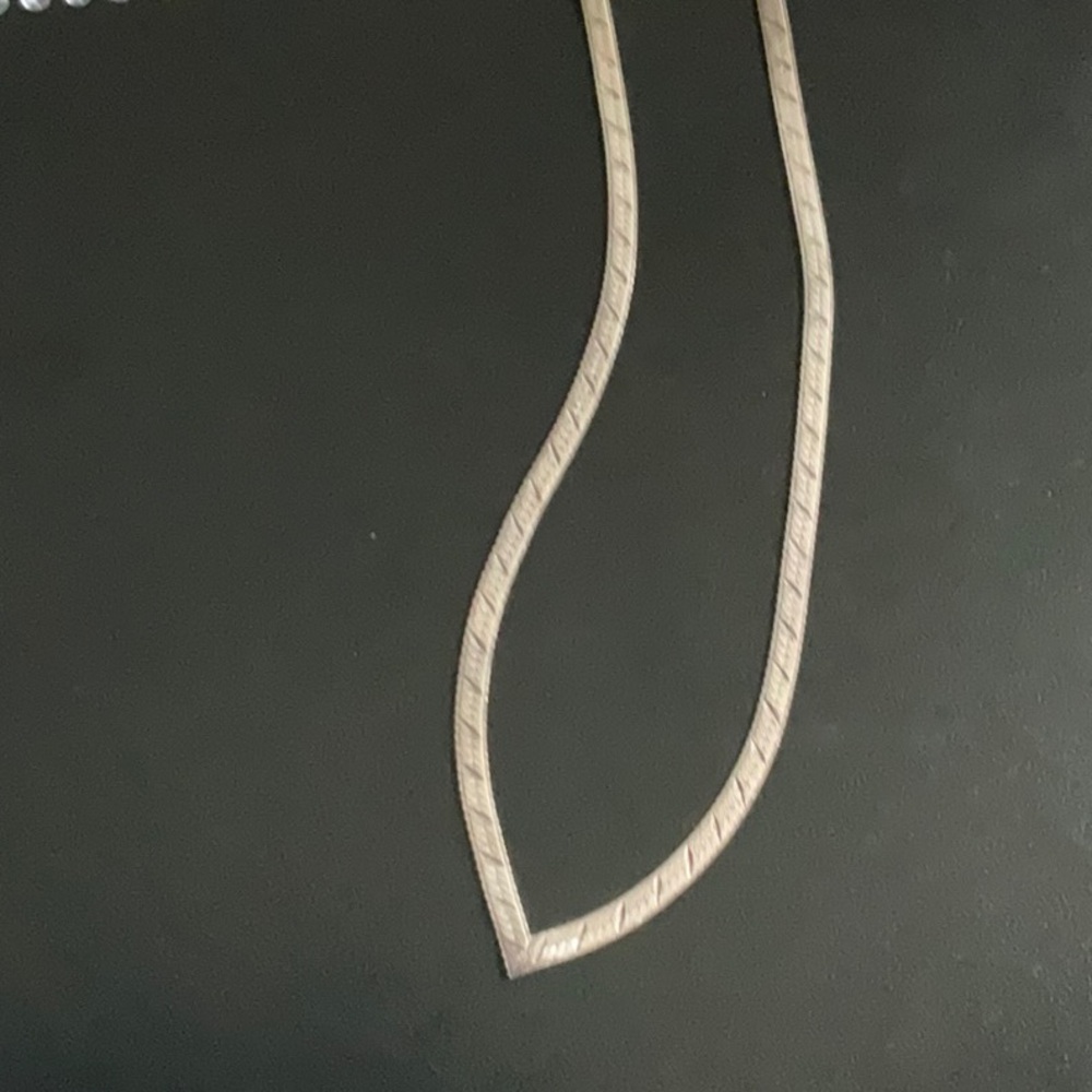 Italian 16” Vintage sterling silver flat herringbone necklace